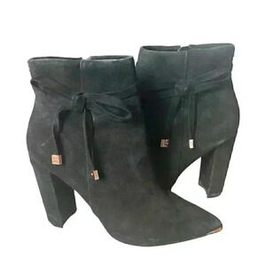 Ted Baker Qatena Suede Bow Detail  Ankle Boots In Classic Black Size 9.5
